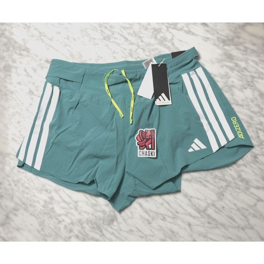 Adidas Adizero 3" Gel Running racing Shorts Teal Women's Large JV7166 NEW